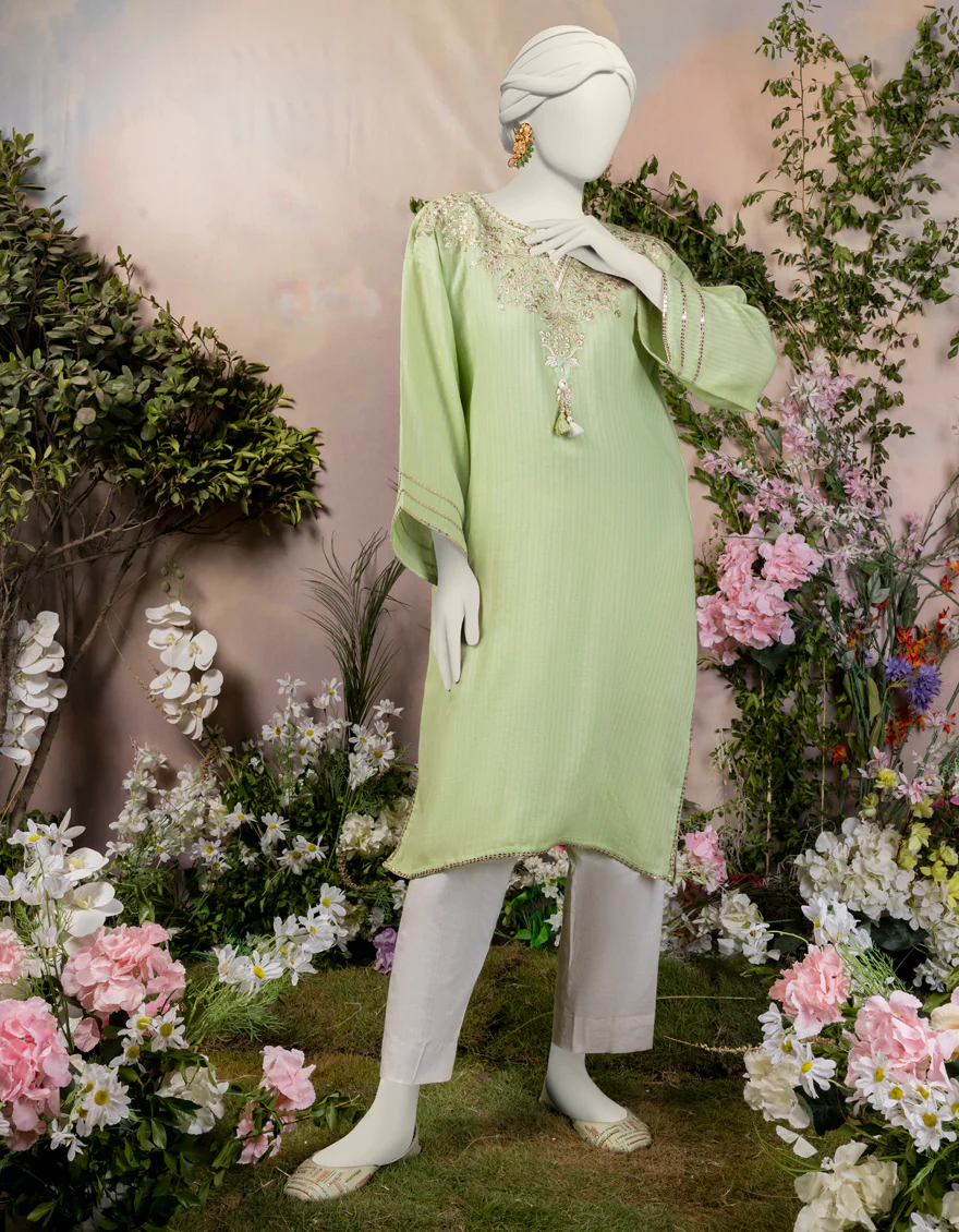 GREEN TEXTURED KURTI | JJLK-S-JPWS-24-3027 FB/PEARL-1