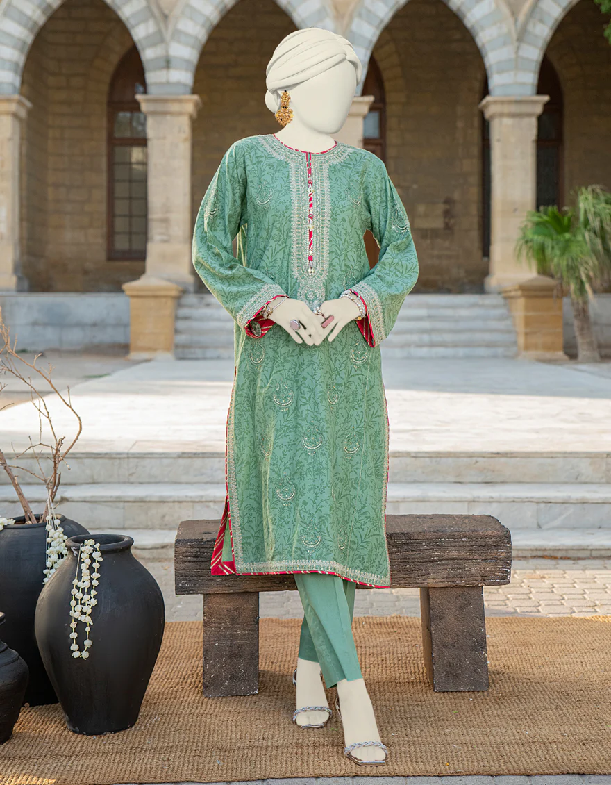 GREEN SILK KURTI | JJLK-S-JSS-24-425 FB/ELFESYA-6