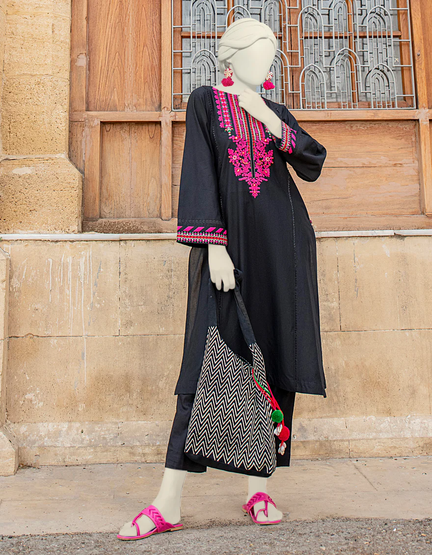 BLACK TEXTURED KURTI | JJLK-S-JSS-24-432 FB/KUTCH-01
