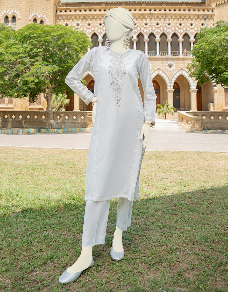 WHITE TEXTURED KURTI | JJLK-S-JSS-24-449 FB/ZARI-02
