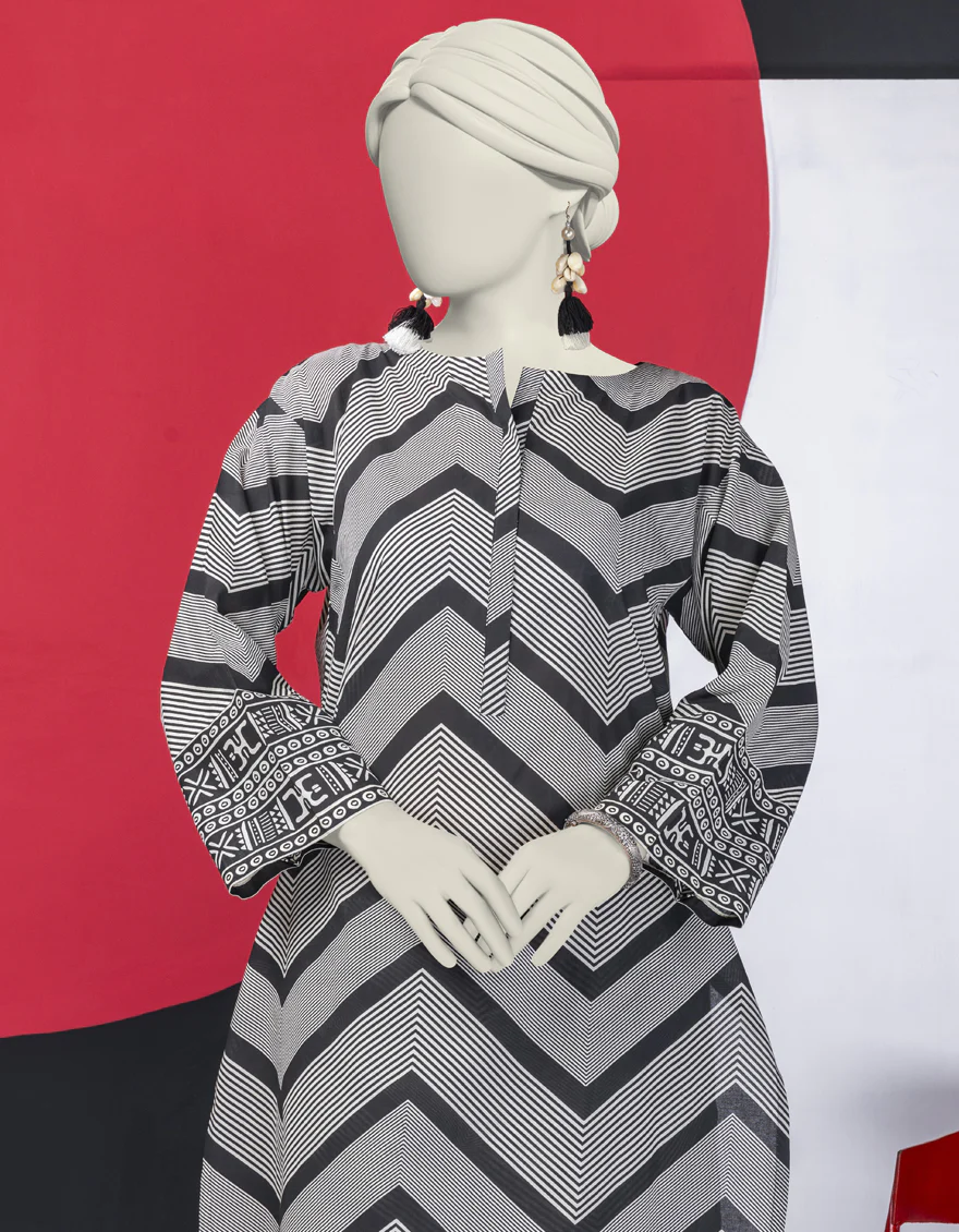BLACK LAWN KURTI | JJLK-S-JSS-24-452 FB/ESSENTIAL-19 - Image 2