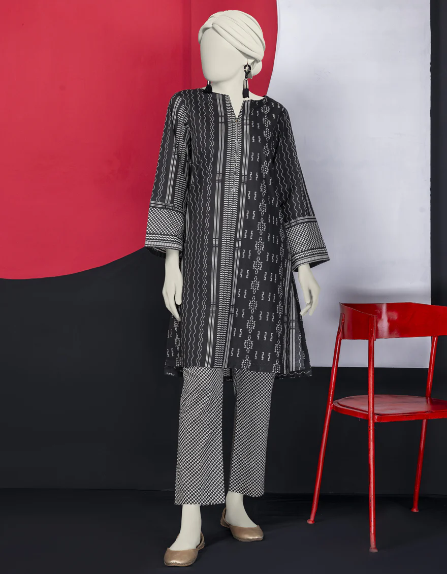 BLACK LAWN KURTI | JJLK-S-JSS-24-457 FB/ESSENTIAL-24