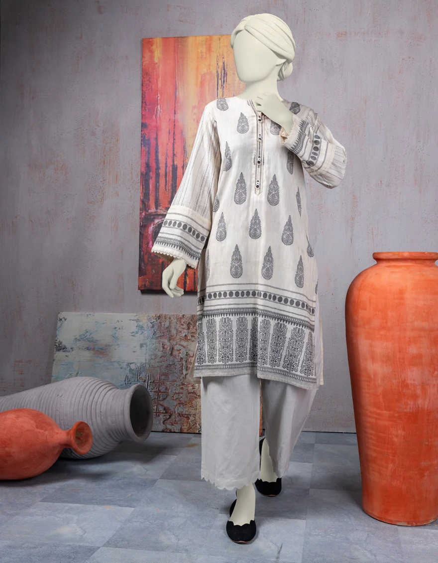 WHITE KHADDI KURTI | JJLK-S-JSS-24-465 FB