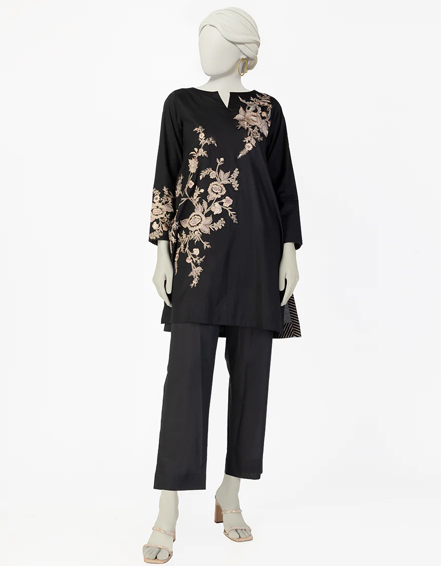 BLACK LAWN KURTI | JJLK-S-JSS-25-374 FB