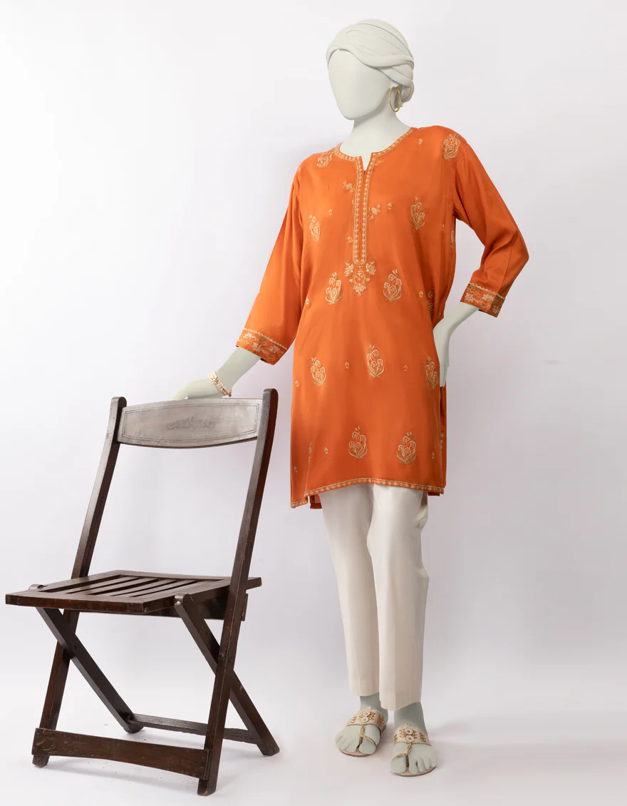 ORANGE SILK KURTI | JJLK-S-JSS-25-447 FB