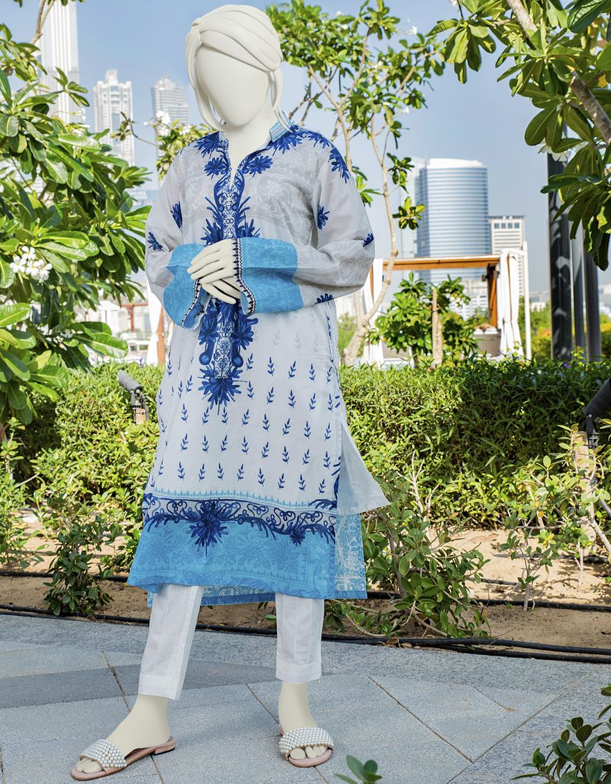 WHITE LAWN KURTI | JJLK-S-JSS-US-22-308 FB/CHELLO
