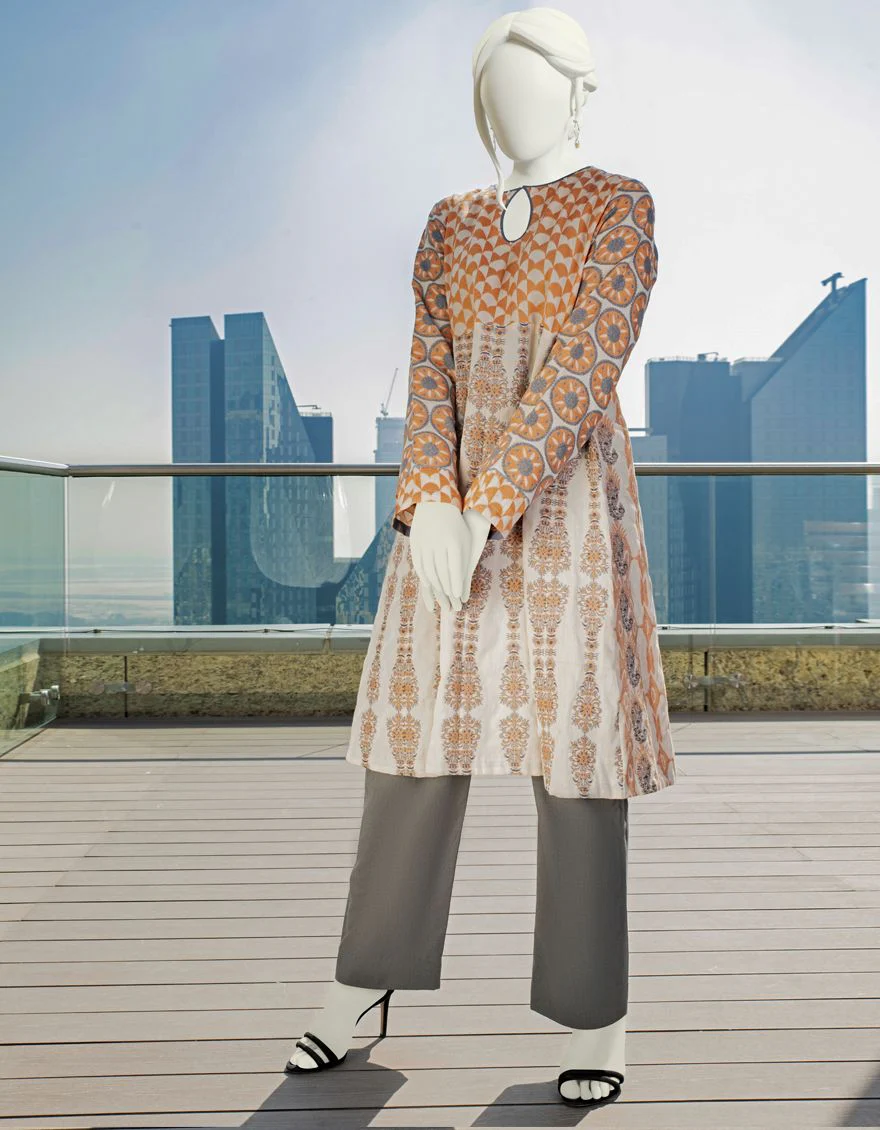 ORANGE JACQUARD KURTI | JJLK-S-JSS-US-22-351 FB/ZANEL