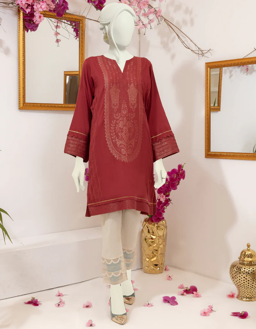 RED JACQUARD KURTI | JJLK-S-JSS-US-22-388 FB/PLK-012