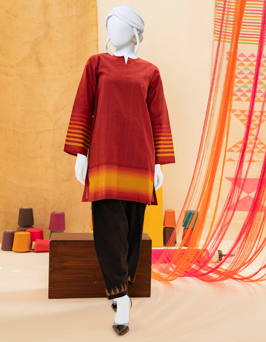 MAROON JACQUARD KURTI | JJLK-S-JSS-US-22-420 FB/EMK-005