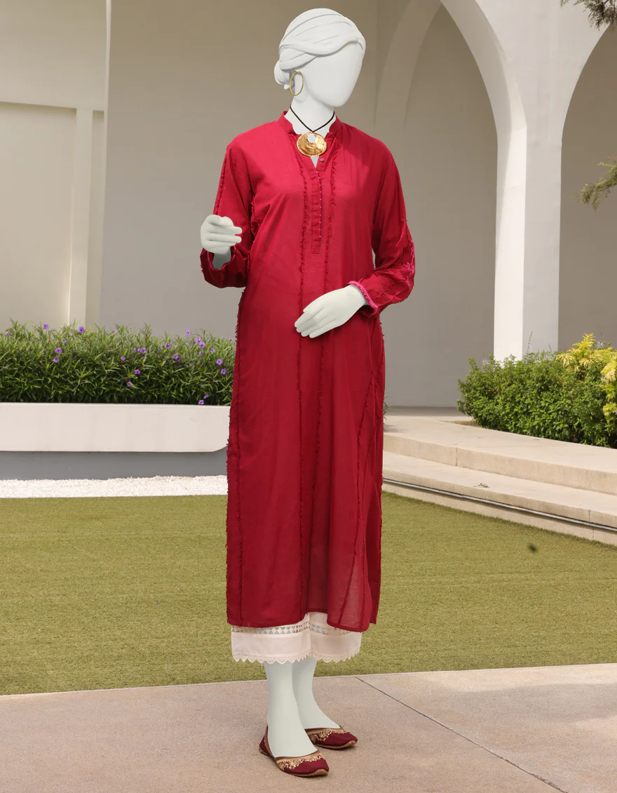 RED LAWN KURTI | JJLK-S-JSS-US-23-342 FB/RUBY RED