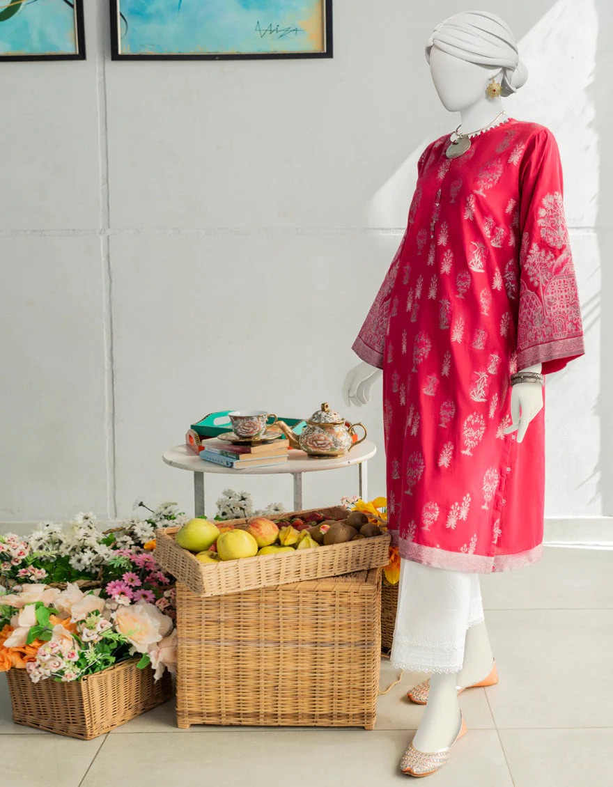 HOT PINK JACQUARD KURTI | JJLK-S-JSS-US-23-373 FB/LIT