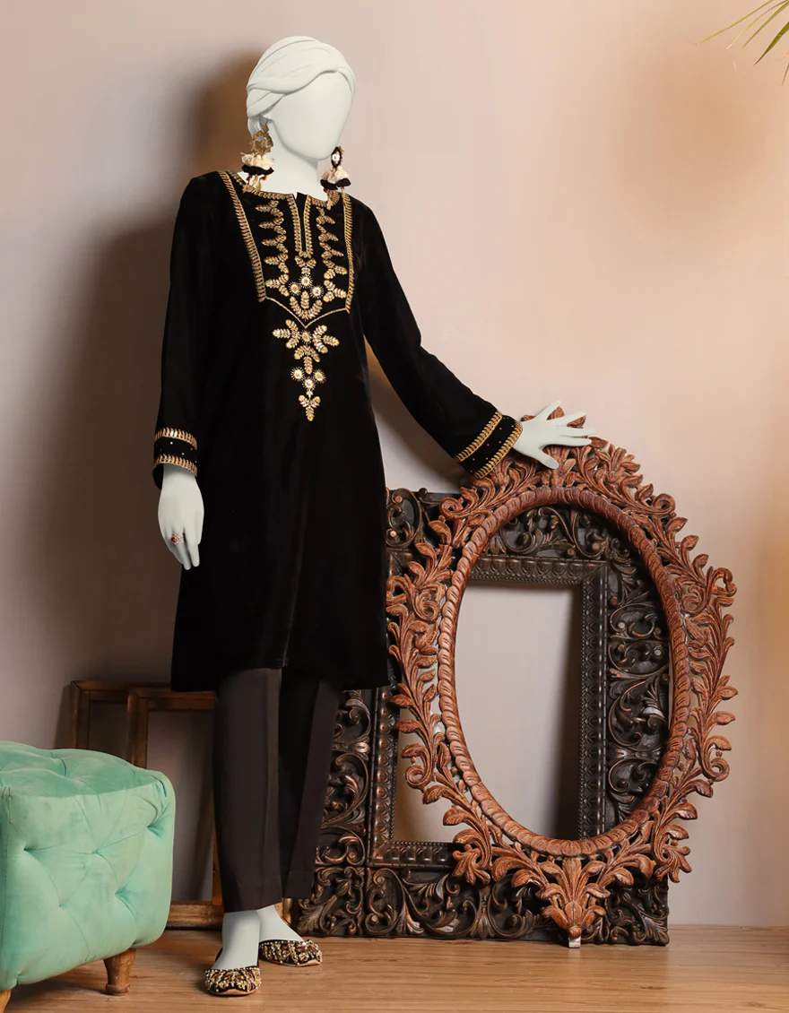 BLACK VELVET KURTI | JJLK-W-JPWK-US-23-1002 FB/JN-433