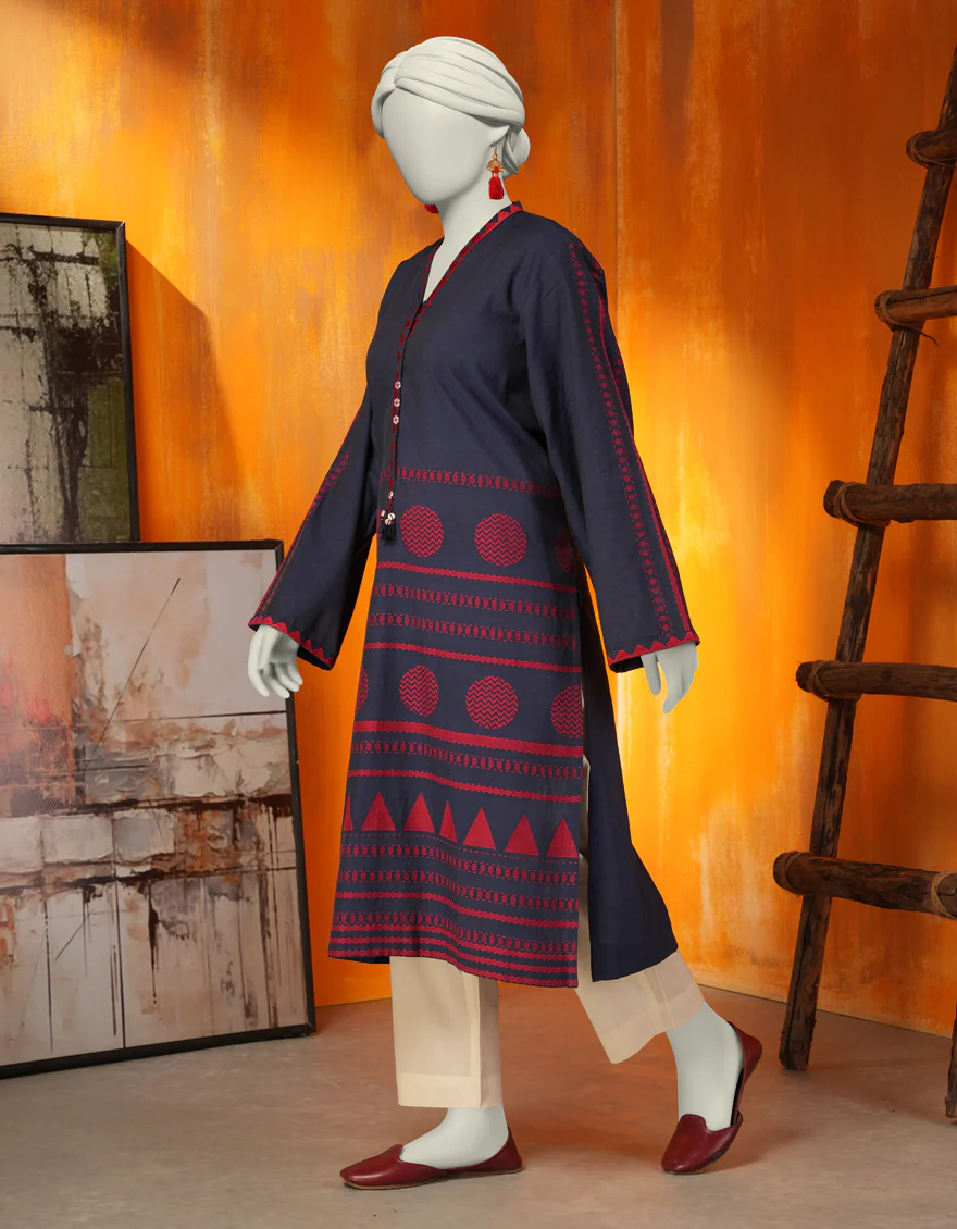 BLUE KHADDI KURTI | JJLK-W-JWS-24-3048 FB/GEOMATRIC SYMPHONY-01