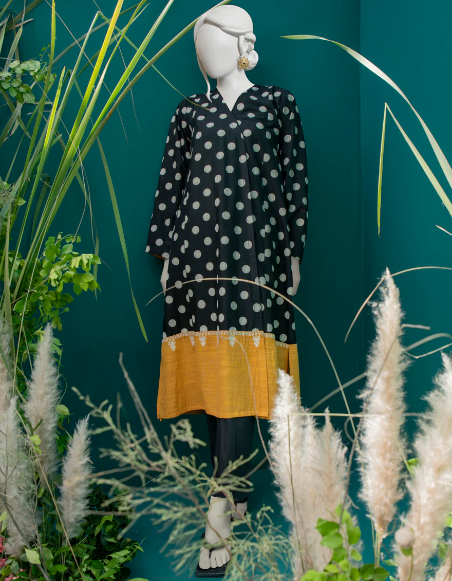 MUSTARD-BLACK KHADDAR KURTI | JJLK-W-JWS-US-22-3030 FB/OLIVENITE