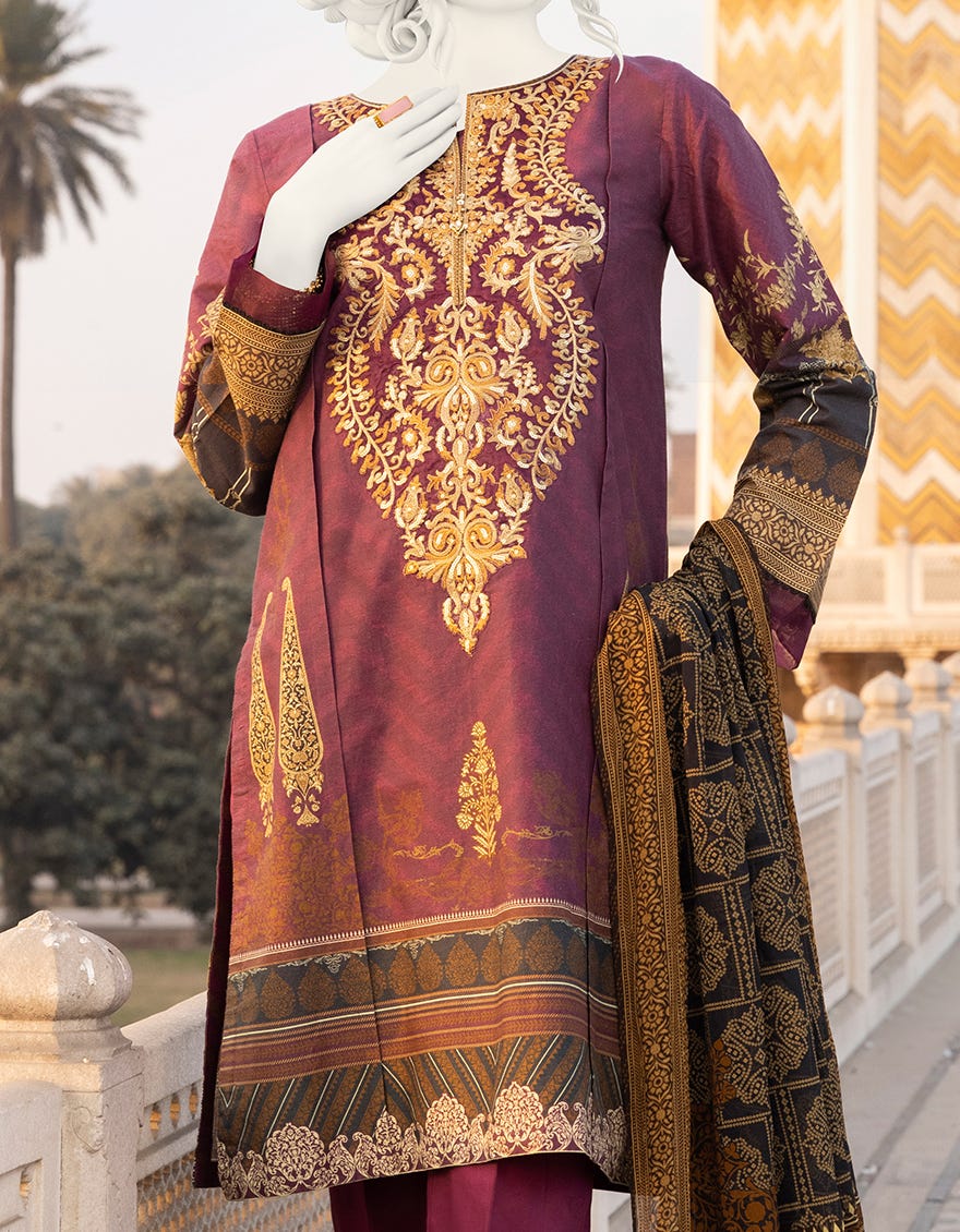MAROON CAMBRIC 3PC UNSTITCHED | JJLS-S-JPUS-US-22-297 JN-134 - Image 3