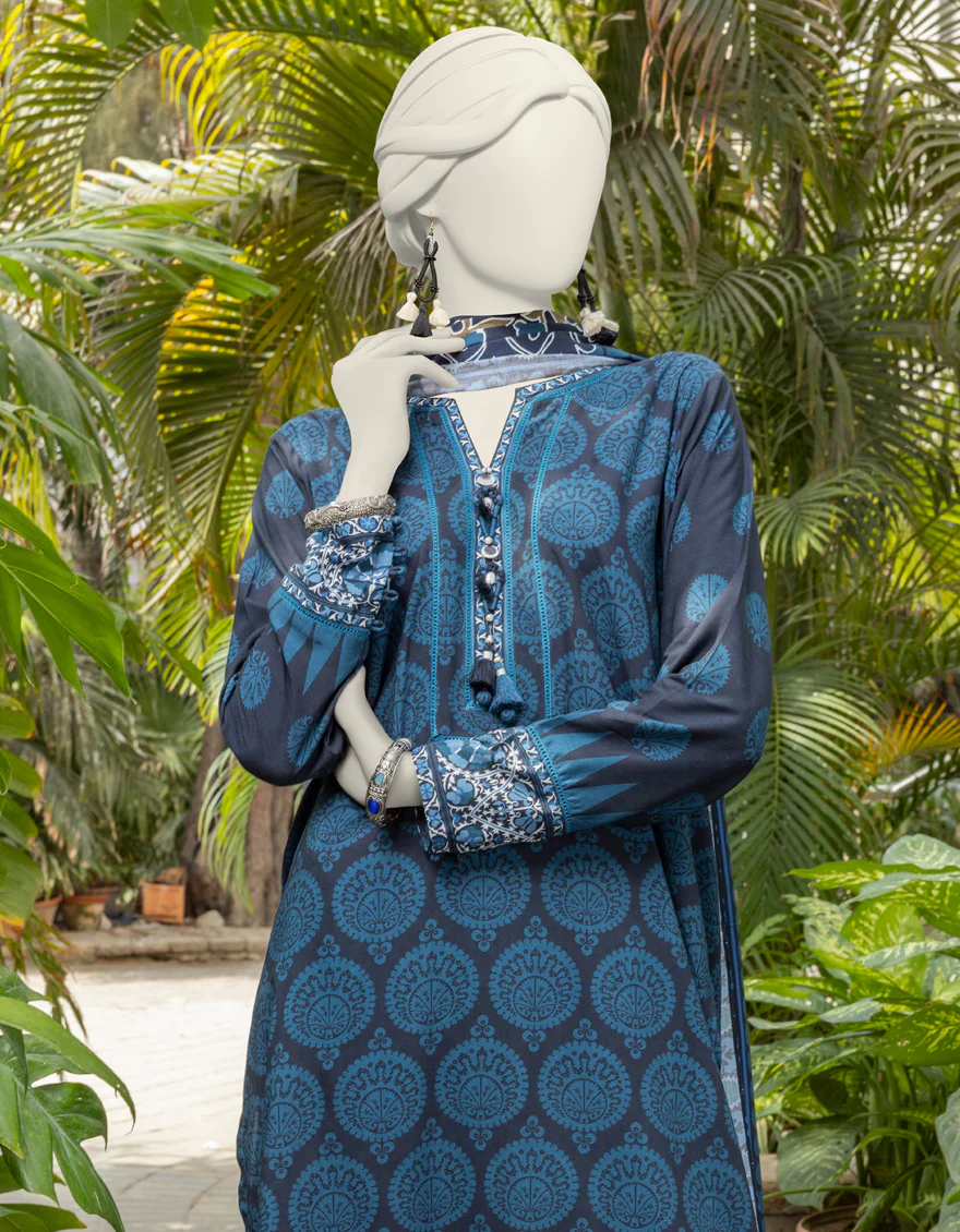 BLACK VISCOSE 3PC UNSTITCHED | JJLS-S-JPW-24-018 FB/SUZANI-2 - Image 3