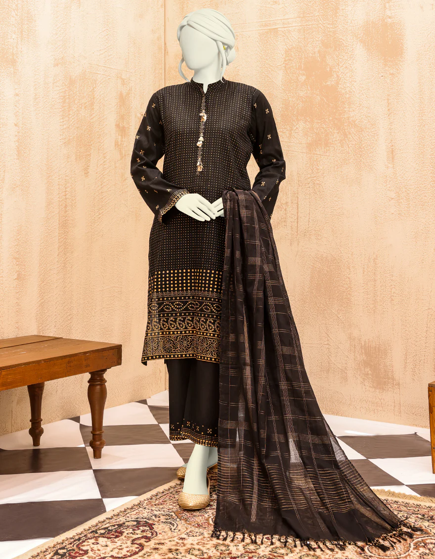 BLACK LAWN 3PC UNSTITCHED | JJLS-S-JPW-US-22-018 FB/MUREEL