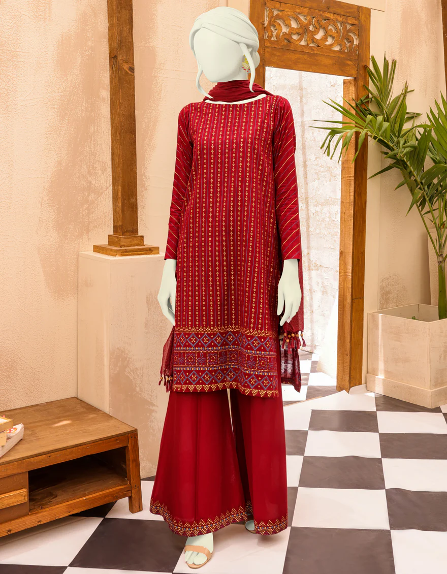 MAROON LAWN 3PC UNSTITCHED | JJLS-S-JPW-US-22-020 FB/ZOELLA