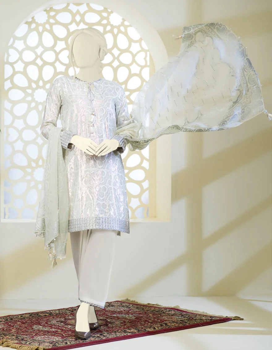SILVER WHITE JACQUARD 2PC UNSTITCHED | JJLS-S-JW2-US-21-7012 FB/ISOKE