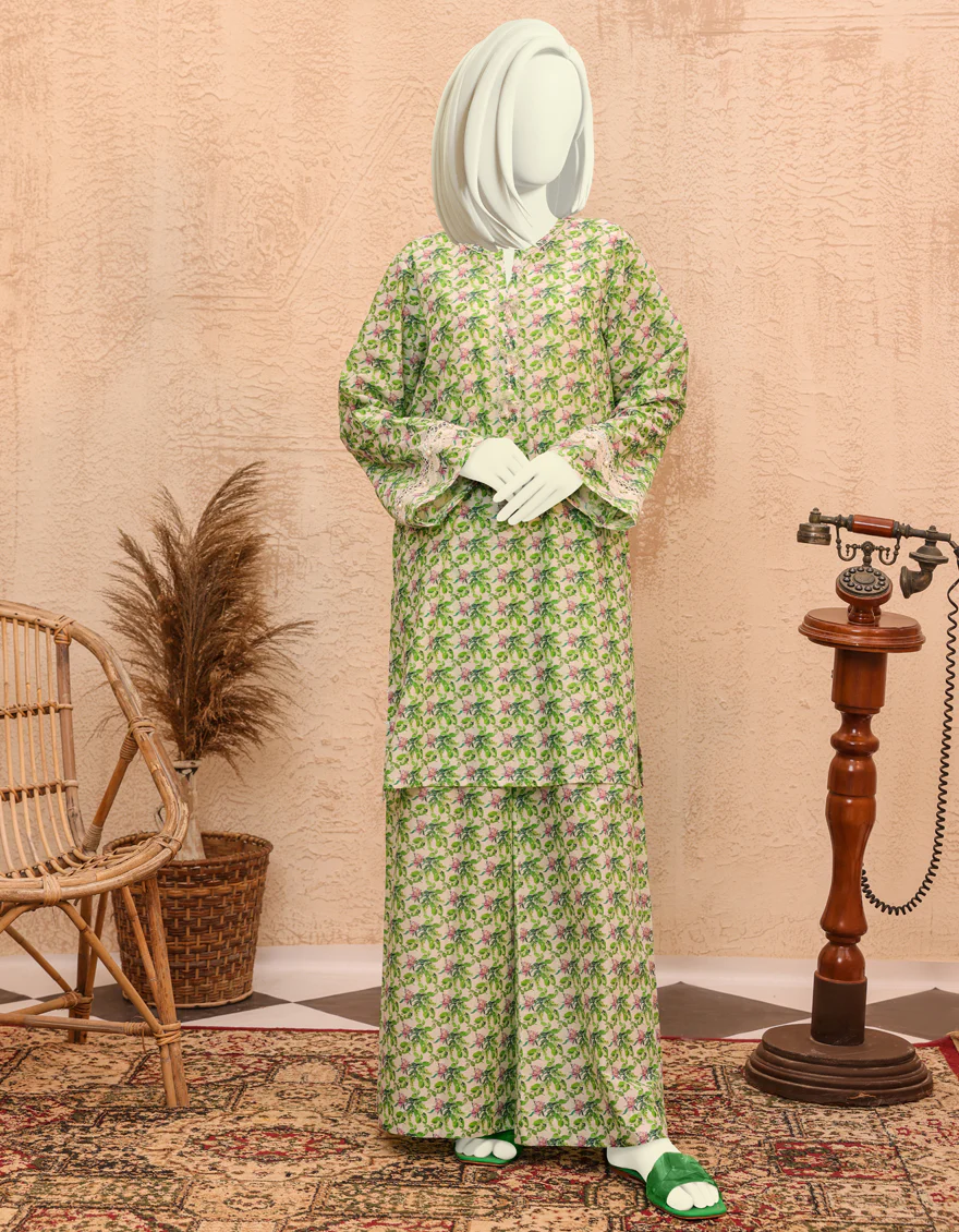 GREEN-OFF WHITE LAWN 2PC UNSTITCHED | JJLS-S-JW2-US-22-2011 FB/ITE