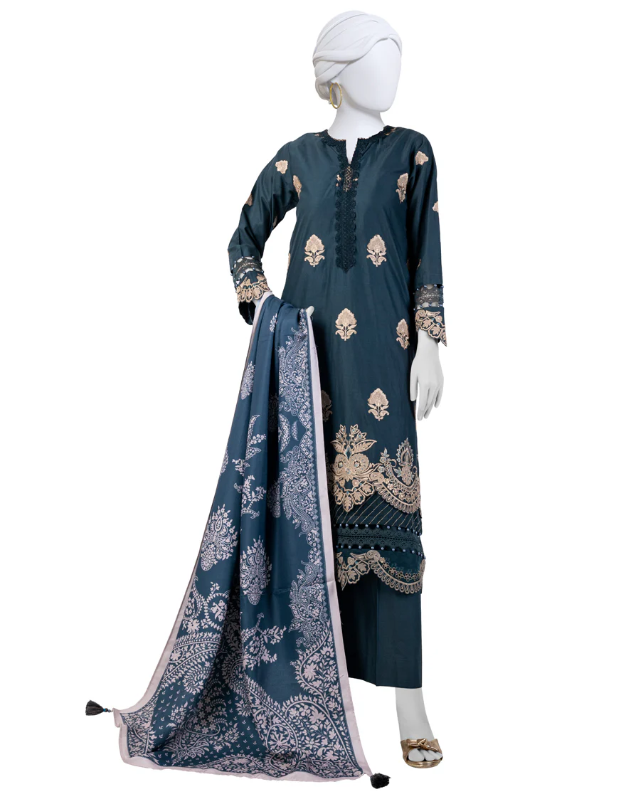 GREEN CAMBRIC 3PC UNSTITCHED | JJLS-W-JW-24-1739 FB/LUXE-A-4