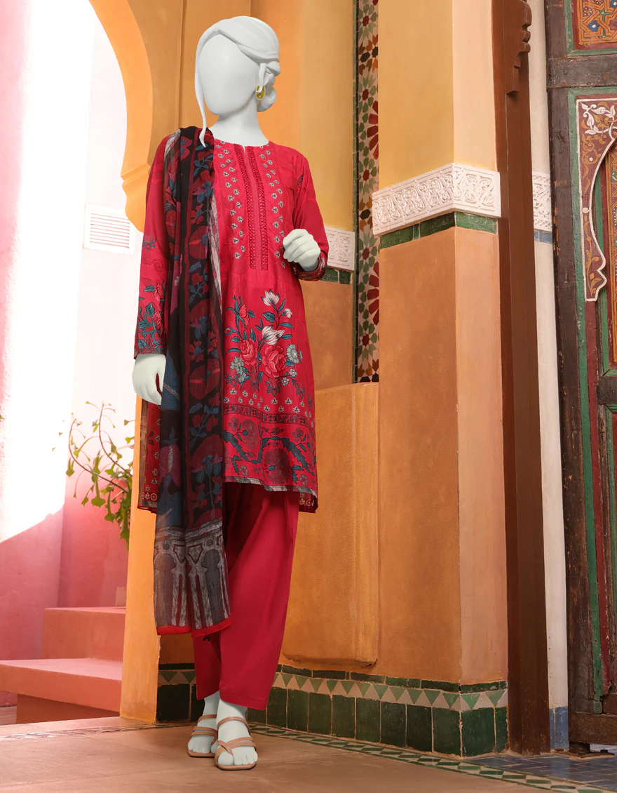 RED CAMBRIC 3PC UNSTITCHED | JJLS-W-JW-US-22-1726 FB/CHINTZ