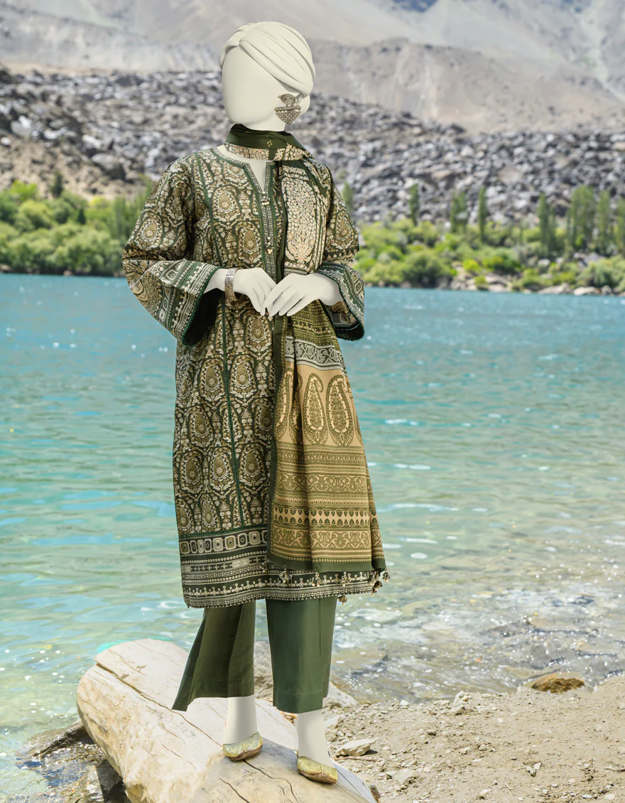 GREEN KHADDAR 3PC UNSTITCHED | JJLS-W-JW-US-23-1740 FB/SPLANDOR-4