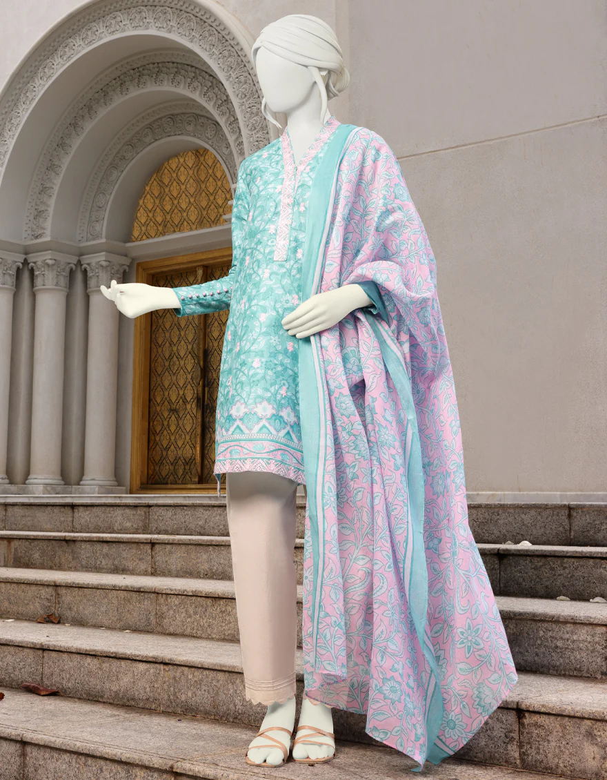 AQUA-TEAL CAMBRIC 2PC UNSTITCHED | JJLS-W-JW2-US-22-7036 FB/BAGH