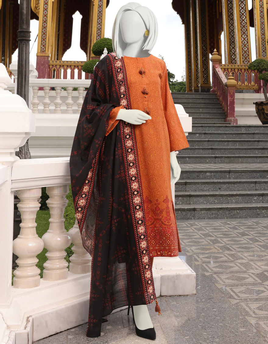 RUST KHADDAR 3PC UNSTITCHED | JJLS-W-JWU-US-22-1828 FB/LORD