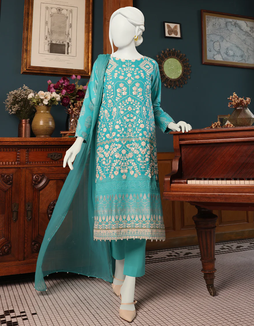 FEROZI CAMBRIC 3PC UNSTITCHED | JJLS-W-JWU-US-22-1858 FB/BLUE(1002)