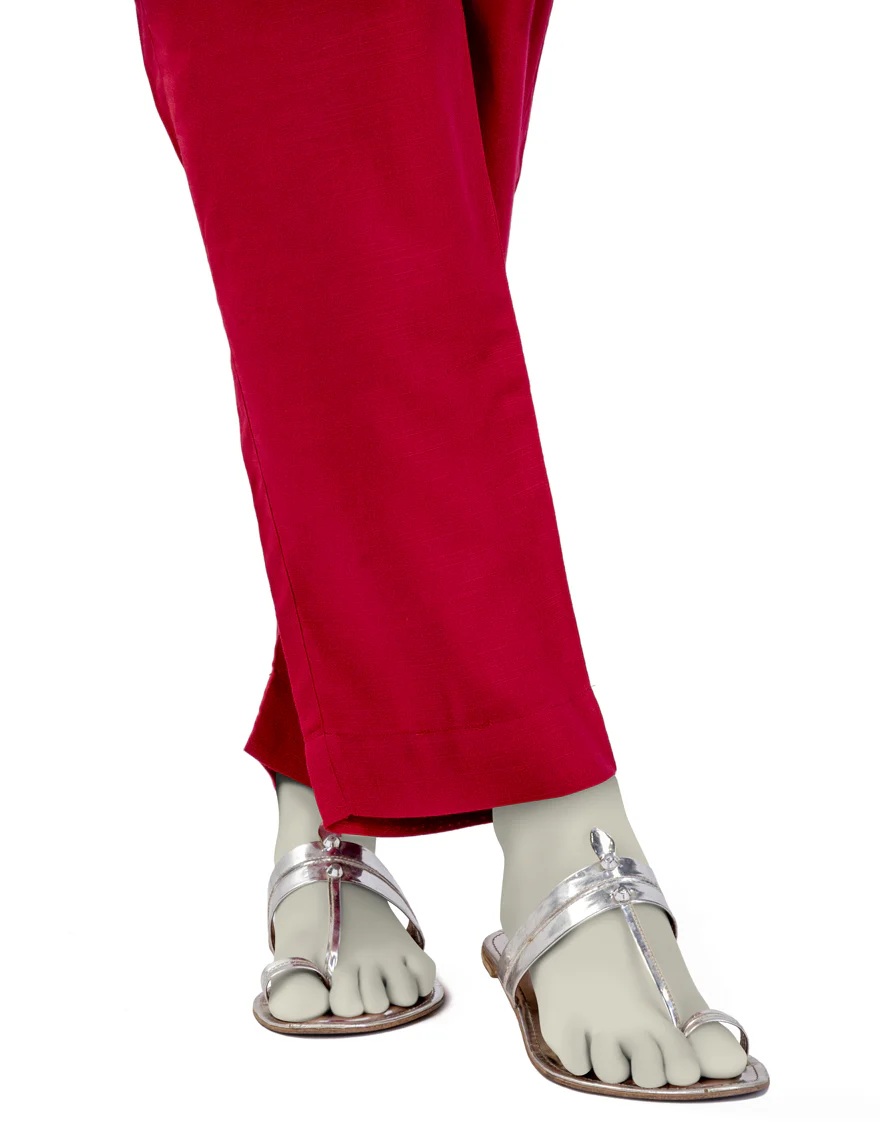 RED RAW SILK TROUSERS | JJLT-S-25-8038 FB/DT
