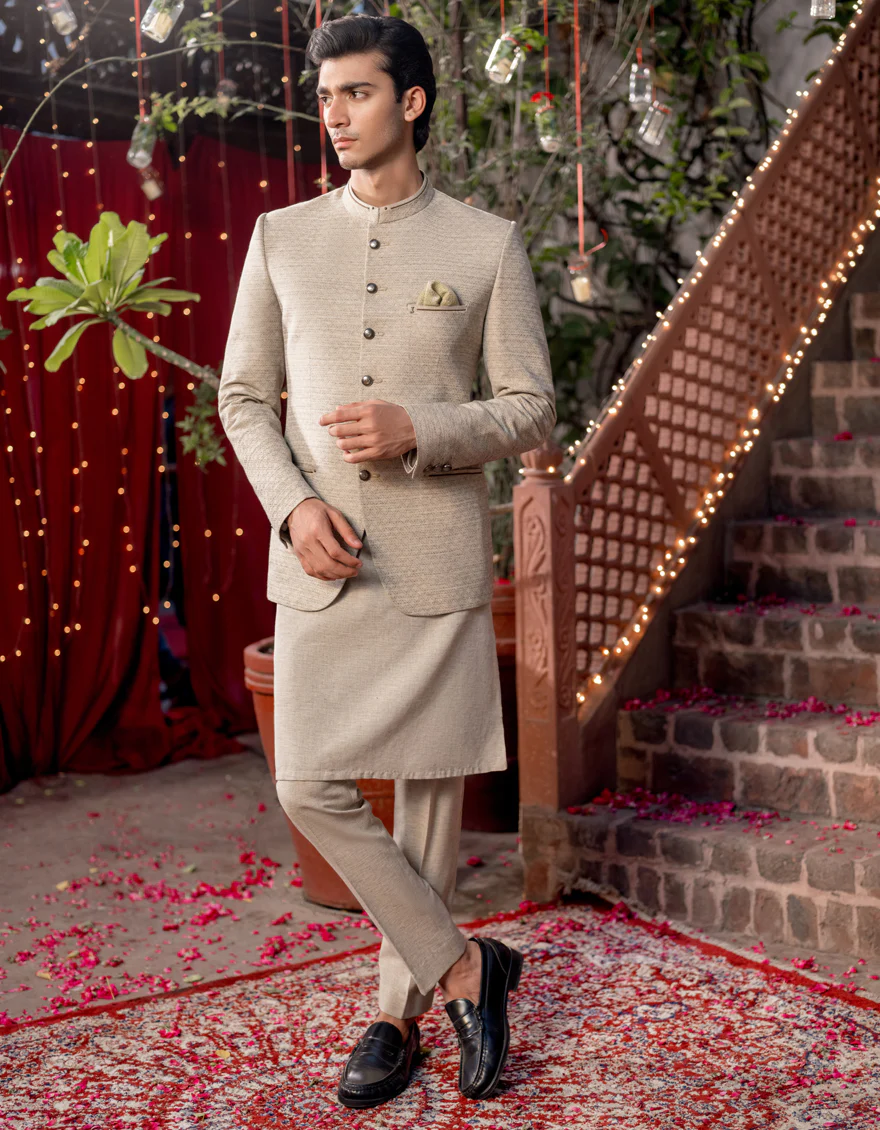 BEIGE BLENDED PRINCE COAT | JJPJKP-A-48151/S24/JMR3375-FL