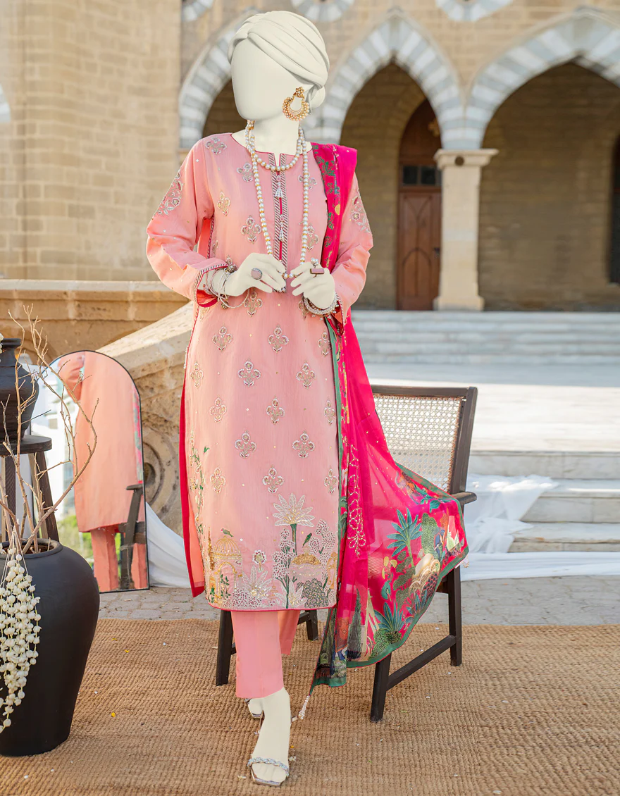 ORANGE KHADDI 3PC STITCHED | JJPW-S-JPS-24-3927 FB/INARA-06
