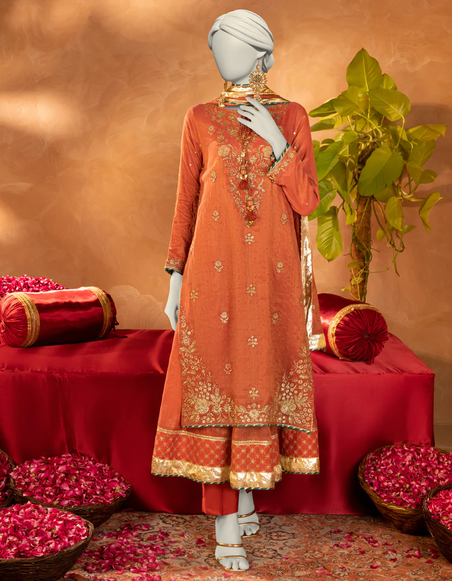RUST COTTON 3PC STITCHED | JJPW-S-JPS-25-3923 F