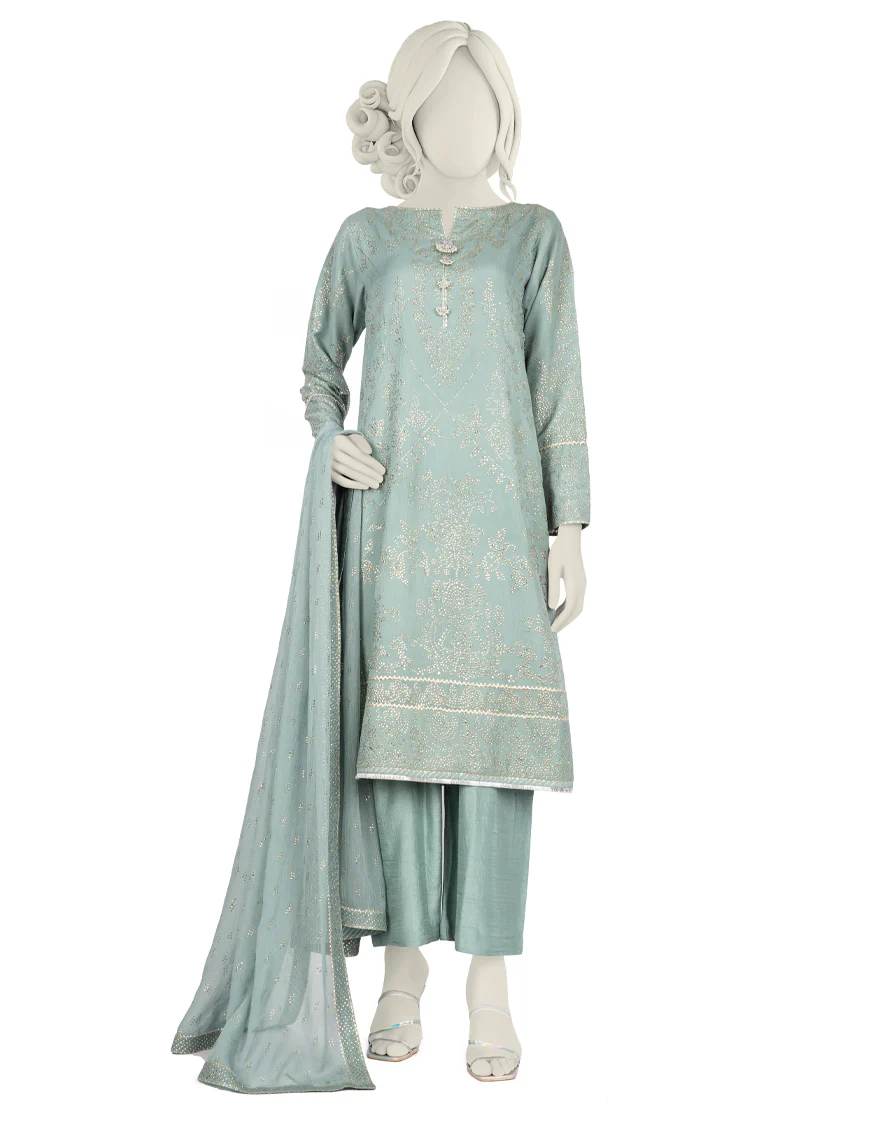 SEA GREEN CHIFFON 3PC STITCHED | JJPW-S-JPS-US-22-3903 FB/JH-132