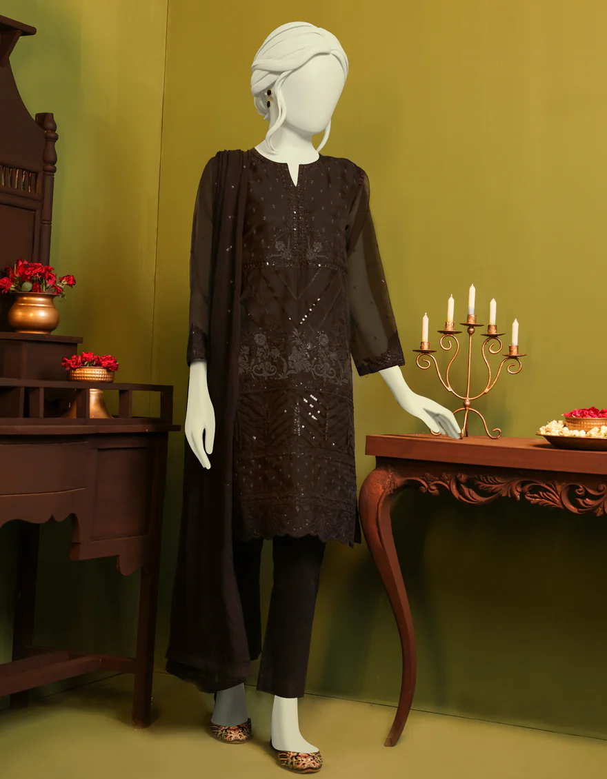 BLACK ORGANZA 3PC STITCHED | JJPW-S-JPS-US-22-3933 FB/HF-137