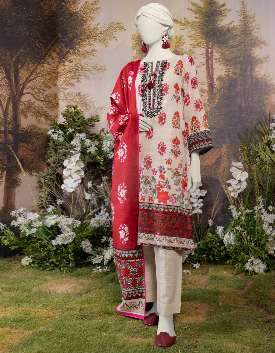 MULTICOLOR KHADDAR 3PC STITCHED | JJPW-S-JPW-24-009 FB/POLISH-1