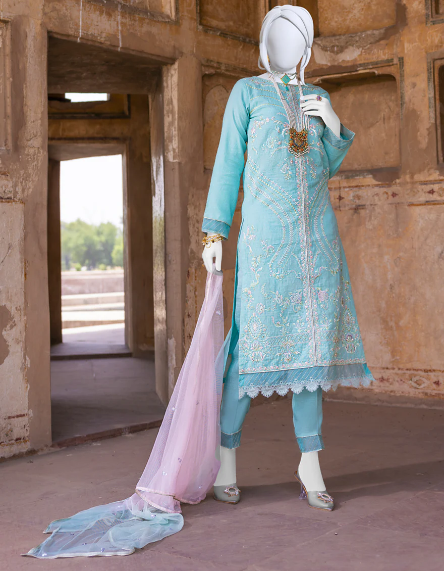 ICE BLUE COTTON 3PC STITCHED | JJPW-S-JPWF-US-22-058 FB/AM-2064