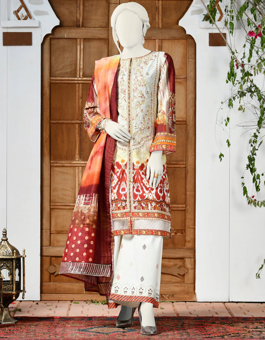OFF WHITE COTTON 3PC STITCHED | JJPW-S-JPWS-US-22-311 FB/COLOR WAVES