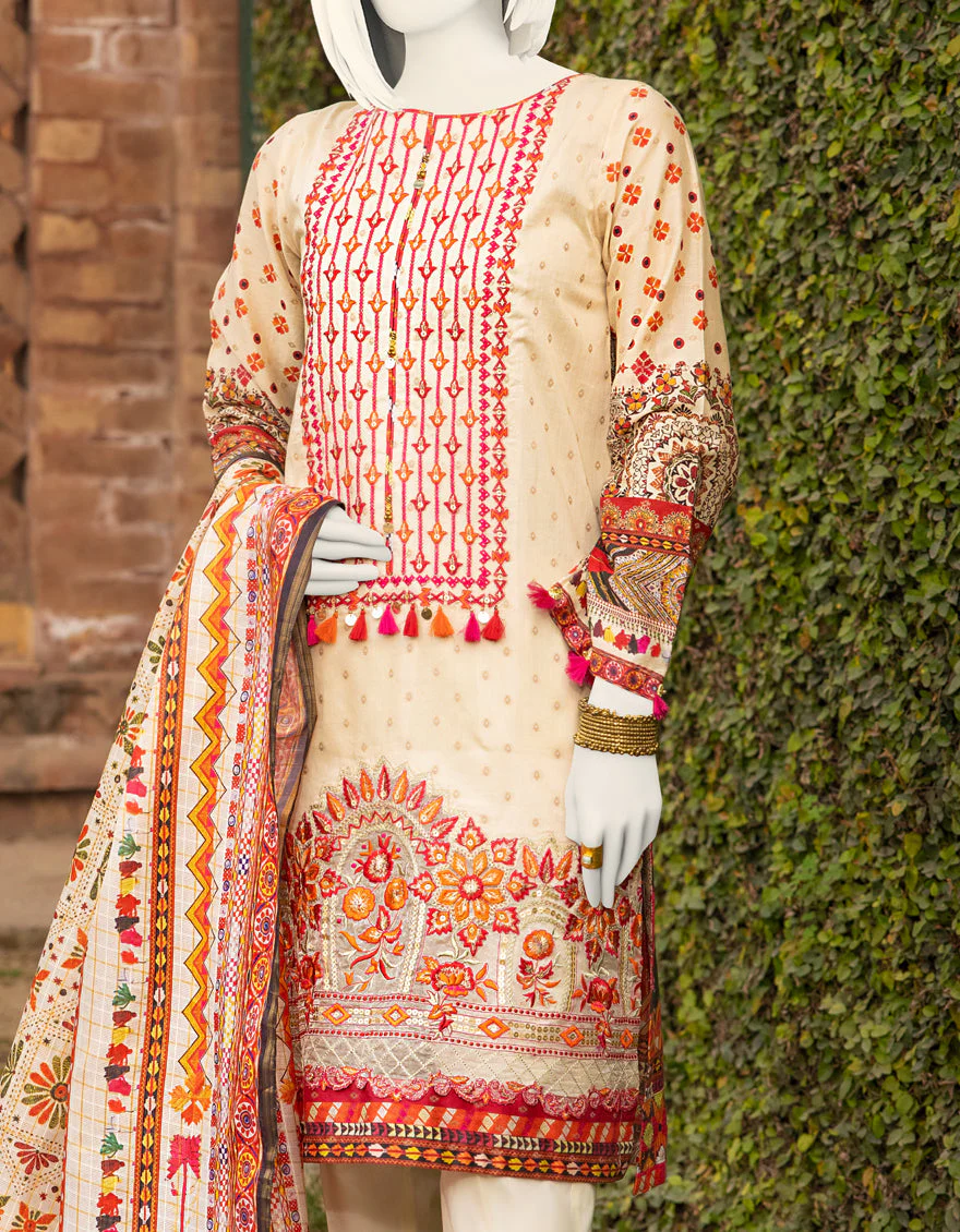 OFF WHITE JACQUARD 3PC STITCHED | JJPW-S-JPWS-US-22-323 FB/OFFWHITE - Image 2