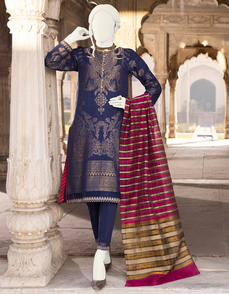 BLUE JACQUARD 3PC STITCHED | JJPW-S-JPWS-US-22-352 FB/JQ-771