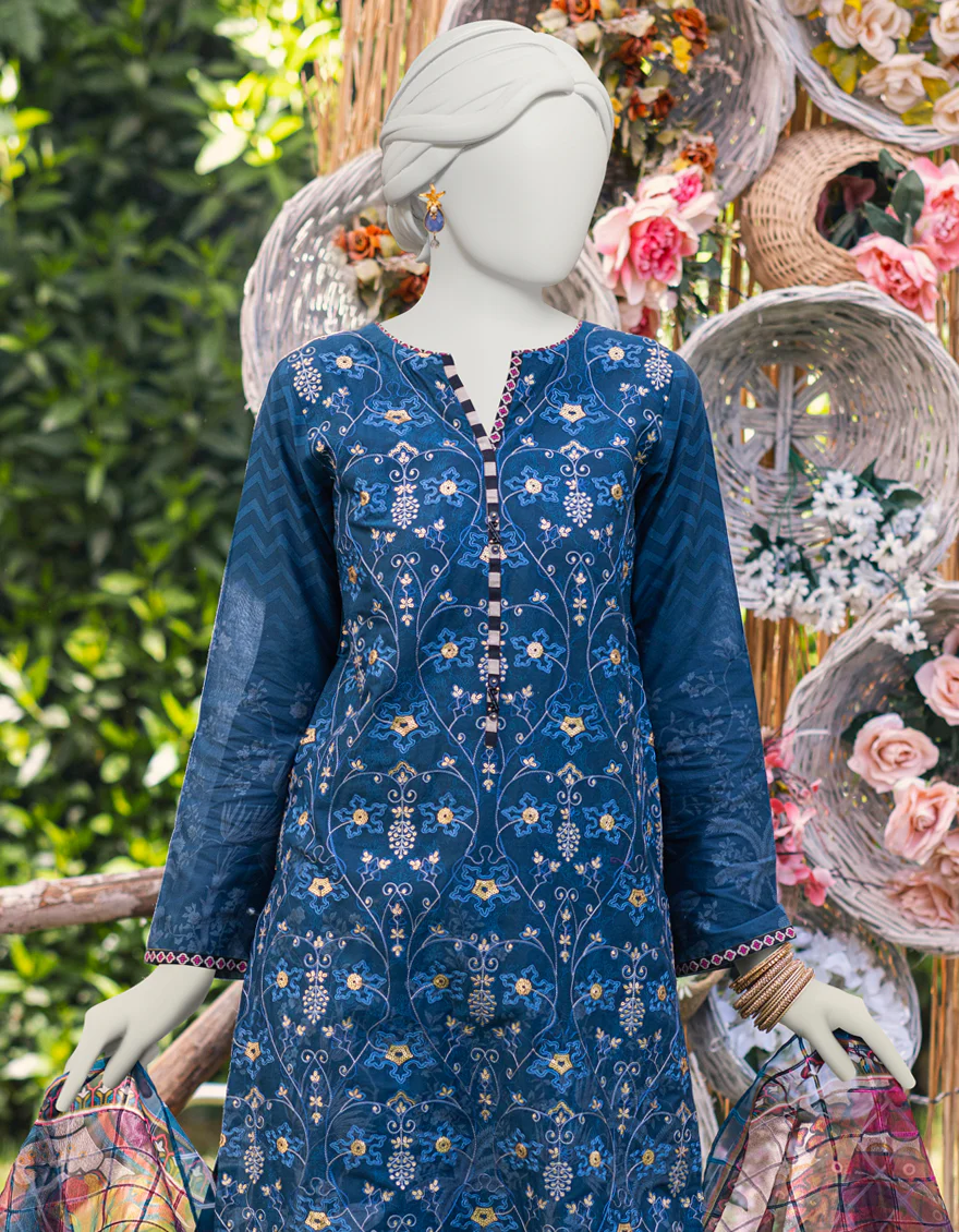 BLUE CAMBRIC 3PC STITCHED | JJPW-S-JPWS-US-23-584 FB/SPARKLE - Image 4