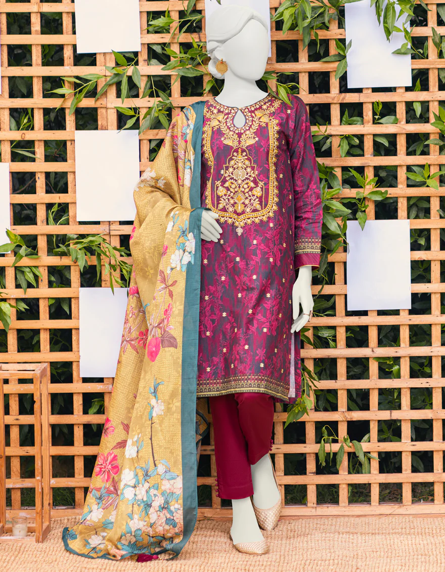 PLUM ORGANZA 3PC STITCHED | JJPW-S-JPWS-US-23-587 FB/RUHI