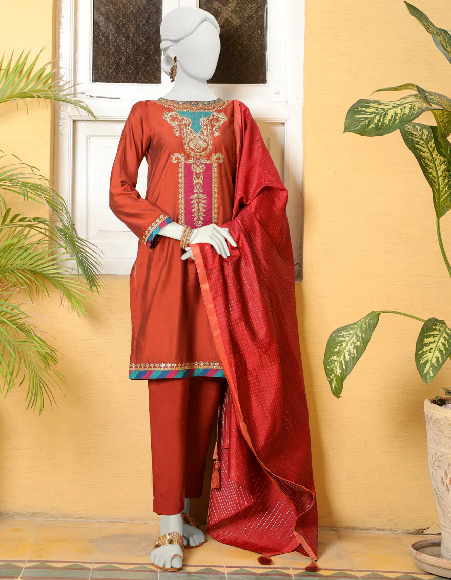 RUST SATIN 3PC STITCHED | JJPW-S-JPWS-US-23-620 FB/JT-929