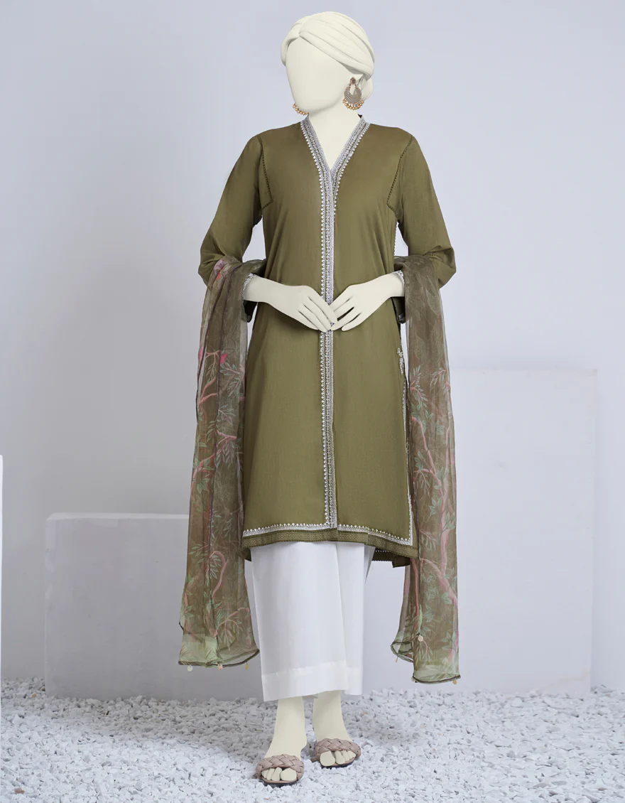 GREEN LAWN 2PC STITCHED | JJPW-S-JW2-US-23-7003 FB/CHIKAN KARI-3