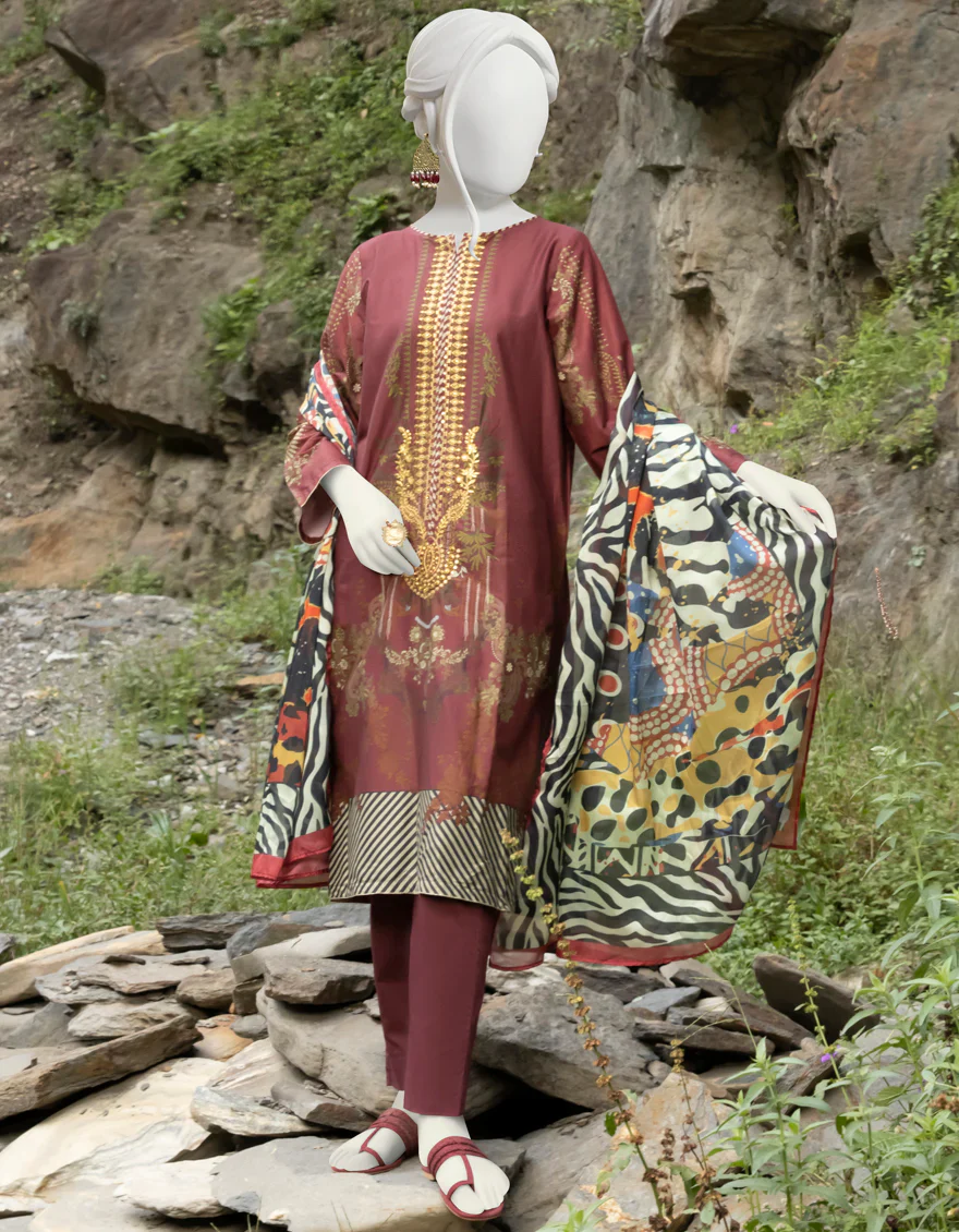MAROON CAMBRIC 3PC STITCHED | JJPW-W-JPWS-US-22-475 FB/BROCADE (22-5135)