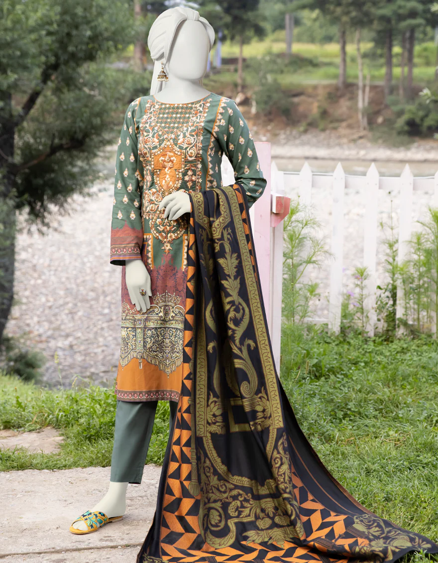 GREEN CAMBRIC 3PC STITCHED | JJPW-W-JPWS-US-22-482 FB/DHANAK (22-5141)