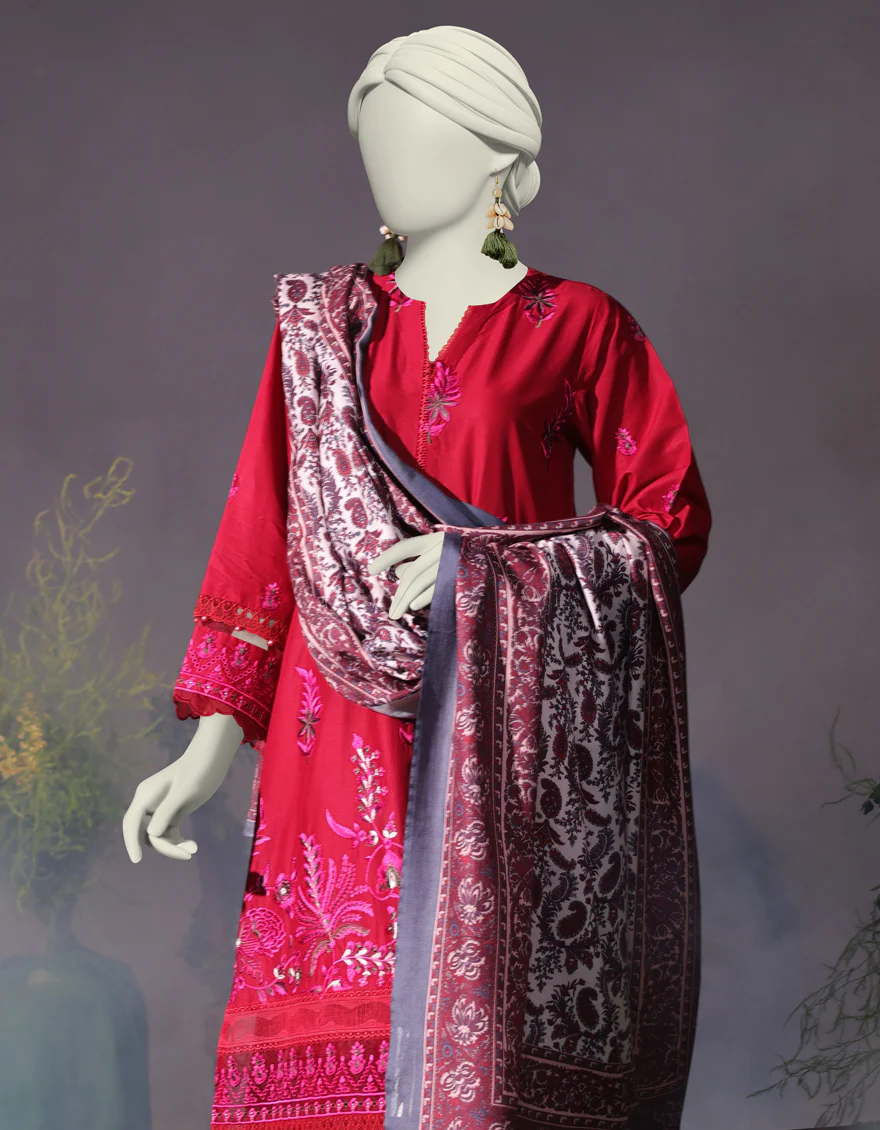 RED CAMBRIC 3PC STITCHED | JJPW-W-JW-24-1740 FB/LUXE-A-05 - Image 2