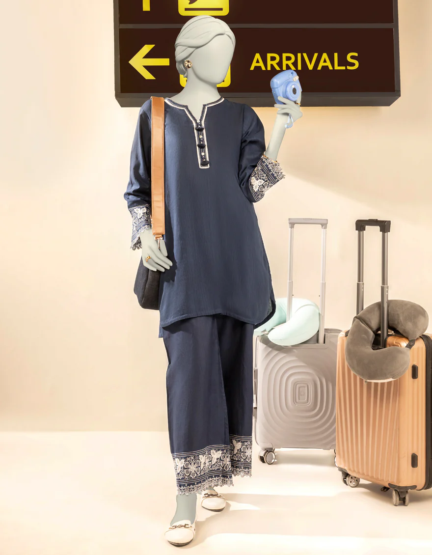 BLUE KHADDAR 2PC STITCHED | JJPW-W-JW2-24-2039 FB/SCHIFFI-01