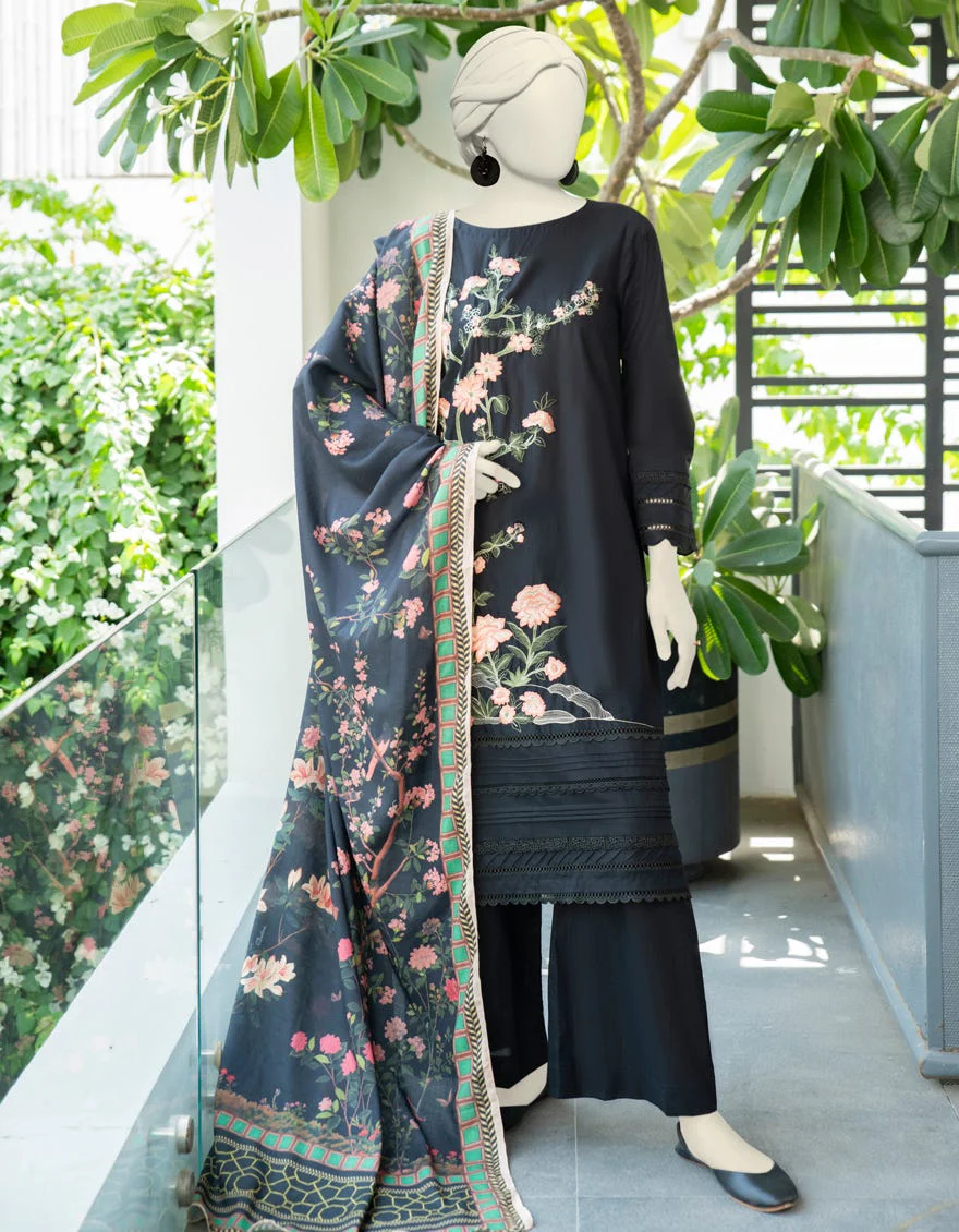 BLACK CAMBRIC 2PC STITCHED | JJPW-W-JW2-24-7022 FB/CHINOSERIE-3